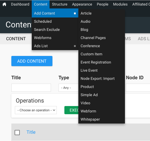 Admin Menu