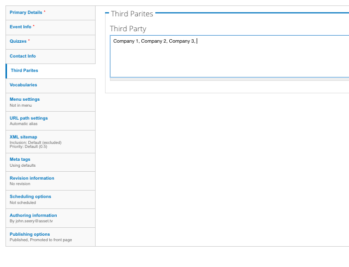 Listing 3rd Parties