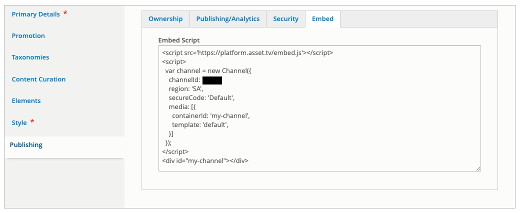 Channel Embed Code