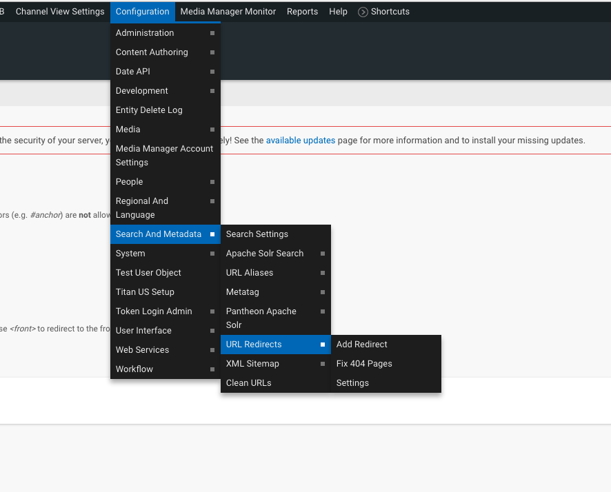Redirect menu