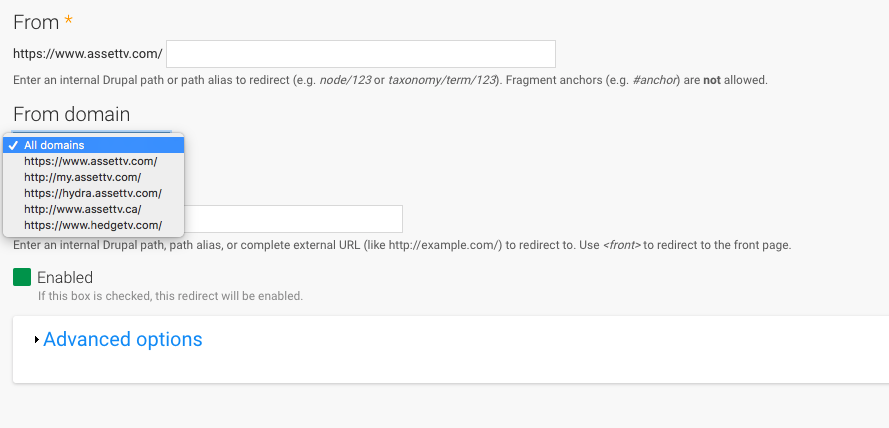 Redirect domains